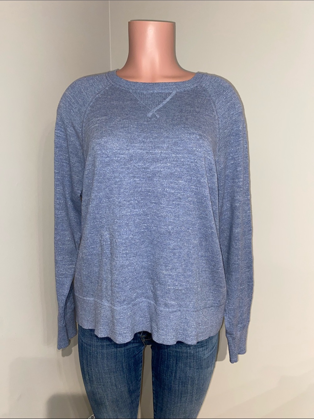 L.L. Bean Organic Cotton Crewneck Sweater Blue Size XL Style#516397